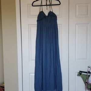 JFW empire waist halter style denim maxi dress y2k